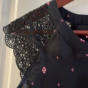 Black lace shoulder blouse